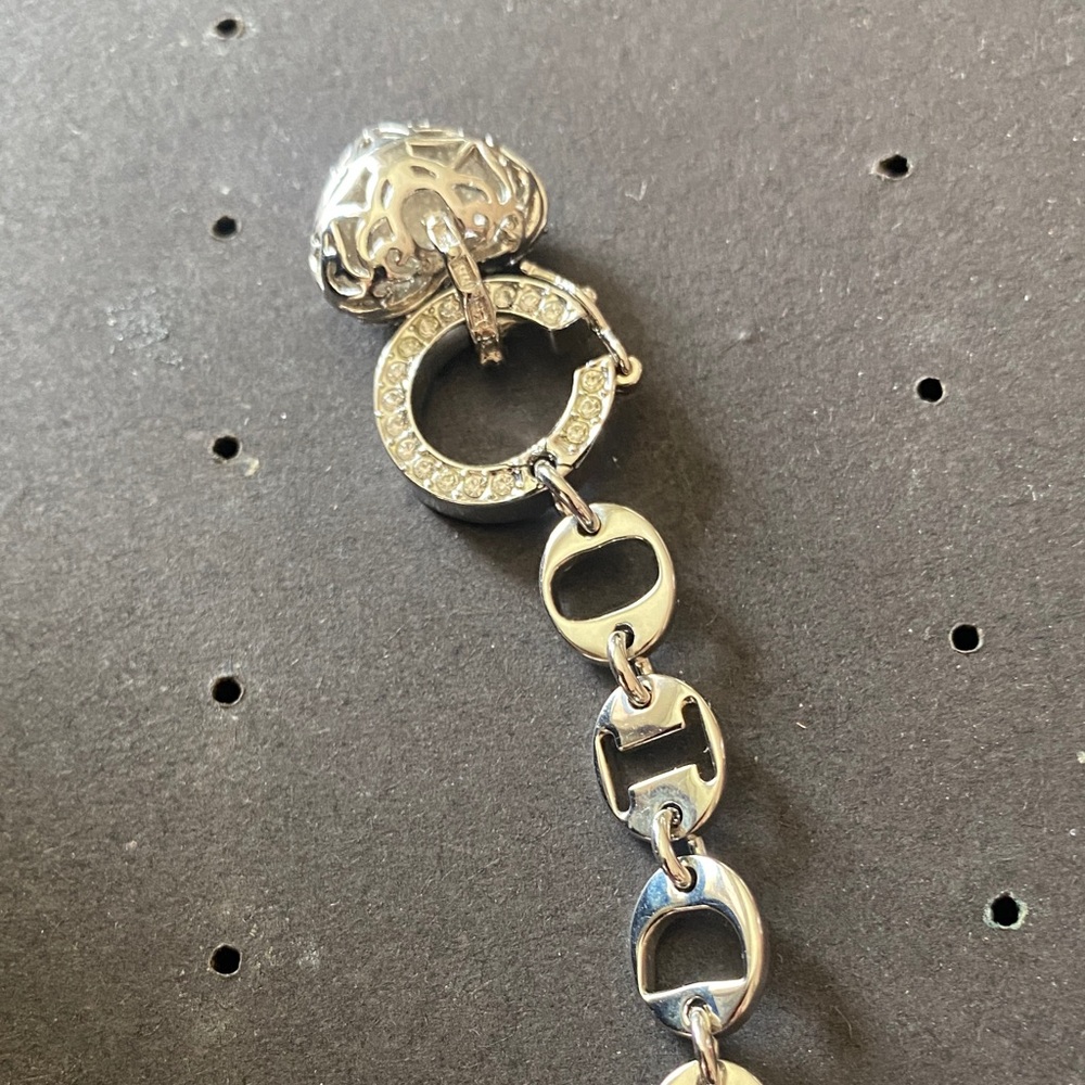 Dior Silver-Tone Crystal 'CD' Link Charm Bracelet - Picture 5 of 6